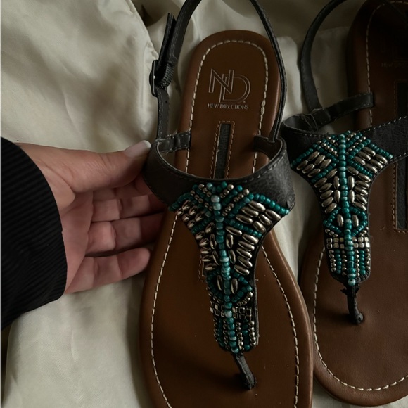 Practically new - New Direction, gray turquoise, thong, sandals. - Picture 2 of 5